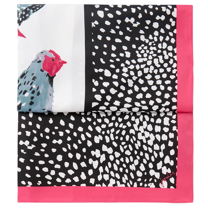 Joules Agatha Large Printed Square Scarf - Black Spot Guinea-1